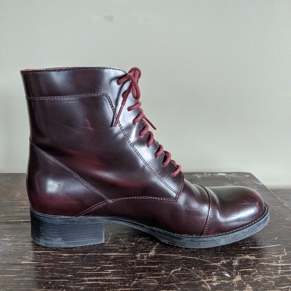 David Tyler Burgundy Leather Lace Up Boot - Picture 7 of 11